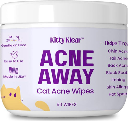 Cat Chin Acne Wipes - Feline Acne Treatment (50 Wipes), Pink