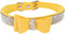 Dog Collar with Bowknot Crystal Rhinestone, Adjustable Soft Puppy Cat Pet Collar (Yellow, Medium)