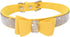Dog Collar with Bowknot Crystal Rhinestone, Adjustable Soft Puppy Cat Pet Collar (Yellow, Medium)