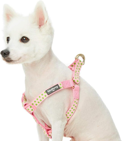 Blueberry Pet Step-in Velvety Polka Dot Flocking Dog Harness, Baby Pink, Chest Girth 26" - 39", Large, Adjustable