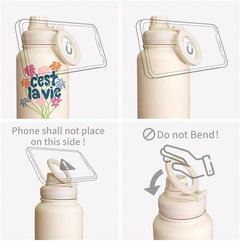 22 oz ZTAR Insulated Stainless Steel Water Bottle Compatible with Magsafe usable as Tripod, Leak-Proof, Keeps Drinks