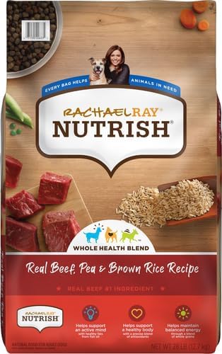 Rachael Ray Nutrish Premium Natural Dry Dog Food, Real Beef, Pea & Brown Rice Recipe, 28 Pounds (Packaging May Vary)