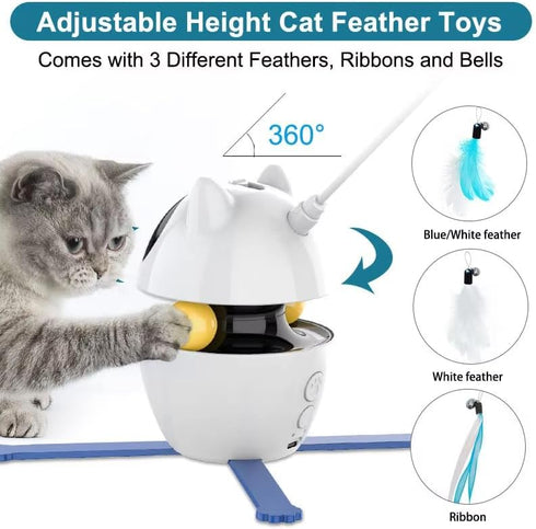4-in-1 Interactive Cat Toy - Electronic Robot Ball and Feather Teaser for Engaging Play