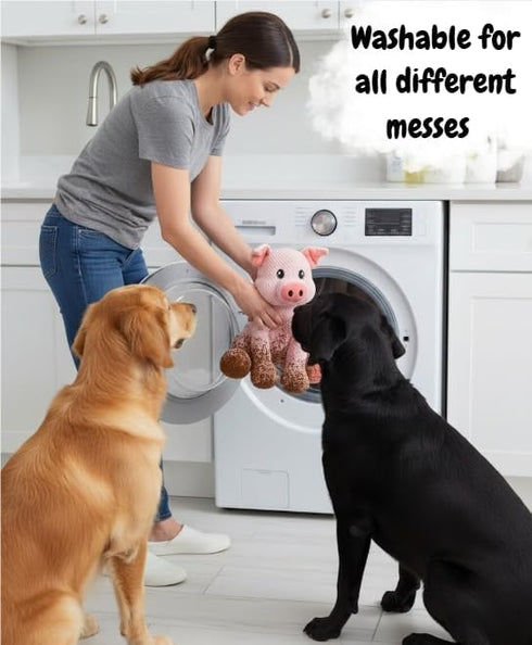 NOZES & TOZES Plush Pig Dog Toy | Dog stuffies for Large Dogs Dog Enrichment Toys for Large Dogs | Dog Toys Without