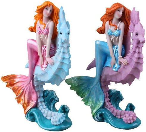 Aquarium Ornament - Seahorse Mermaid Decorations, Fish Tank Supplies, Mediterranean Princess Statue
