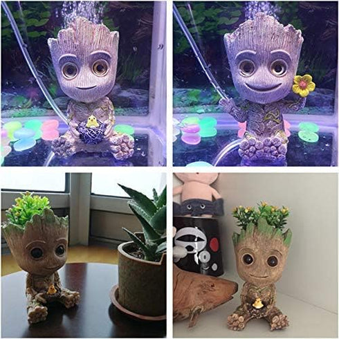 Aquarium Groot Air Bubbler Decorations, Resin Crafts with Air Bubbler Stone for Fish Tank