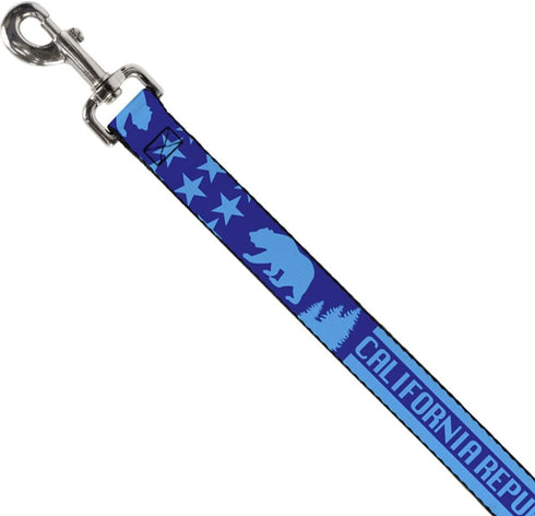 Dog Leash California Republic Bear Stars Silhouette Blues 6 Feet Long 1.0 Inch Wide