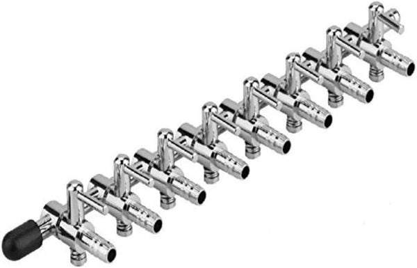Aquarium Fish Tank 8-Way Air Pump Control Valve Manifold Taps, Silver Tone