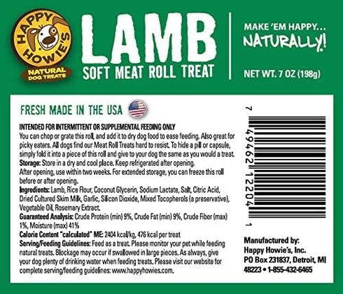 Happy Howie's Natural Dog Treats - Soft Meat Roll, Healthy Dog Treat & Training Tool, Made in The USA, 7 Oz Each