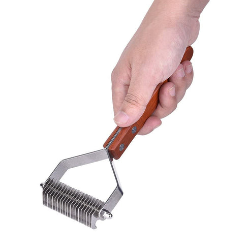Litewoo Undercoat Rake for Dogs, Cats Grooming Dematting Comb, 20 Stainless Steel Blades with Wooden Handle