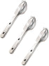 KINLINK 4-in-1 Camping Utensils 3-Pack, Portable Stainless Steel Spoon, Fork, Knife & Bottle Opener Combo Set