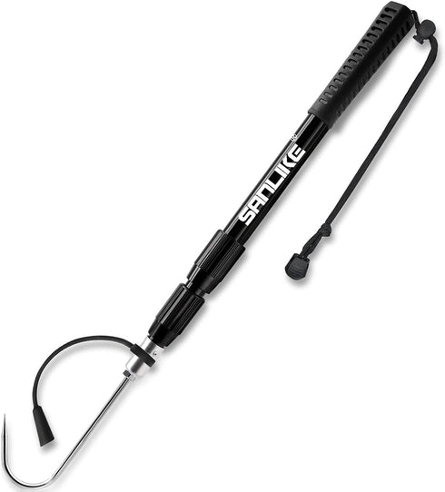 SANLIKE Telescopic Fish Gaff, Stainless Sea Fishing Spear Hook Tackle, Soft Handle Aluminium Alloy Pole for Saltwater