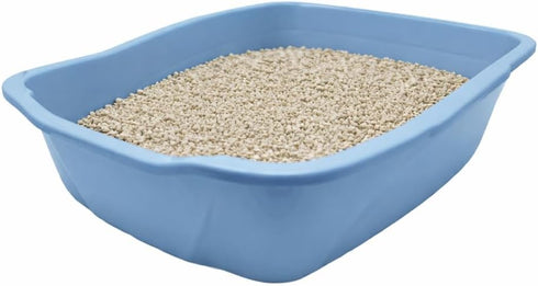 Large Cat Litter Pan Blue, Open Top Kitty Litter Box Tray for Indoor Cats, High Side Design for Cleaner Floors, Easy