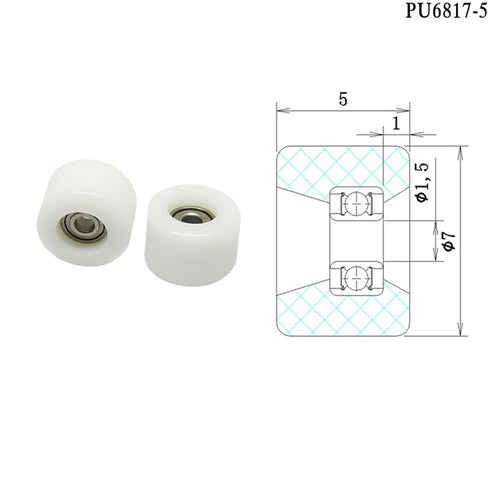 AELATNGS 1pcs 8mm PU6818-5 1.5x8x5 1.5 8 5 OD PU Coated Fingerboard Wheels with Bearing Finger Skateboard Pulley
