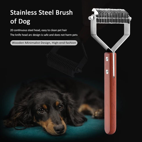 Litewoo Undercoat Rake for Dogs, Cats Grooming Dematting Comb, 20 Stainless Steel Blades with Wooden Handle