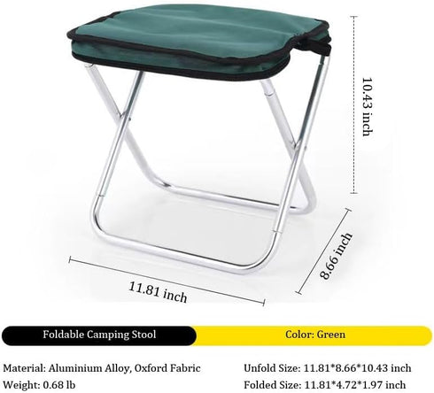 Generic 0.68 lbs, 330 LBS Portable Aluminum Folding Stool with Self Zippered Storage Bag, Lightweight for Outdoor