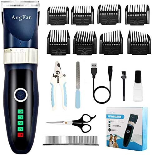 ANGFAN Dog Clippers for Grooming, 16pcs Dog Grooming Kit for Small &