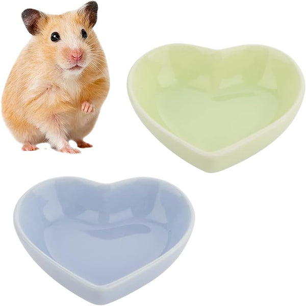 2 Pcs Hamster Ceramic Food Bowl, Anti-Turning Food & Water Dish for Hamster, Gerbil, Hedgehog (Green, Purple)