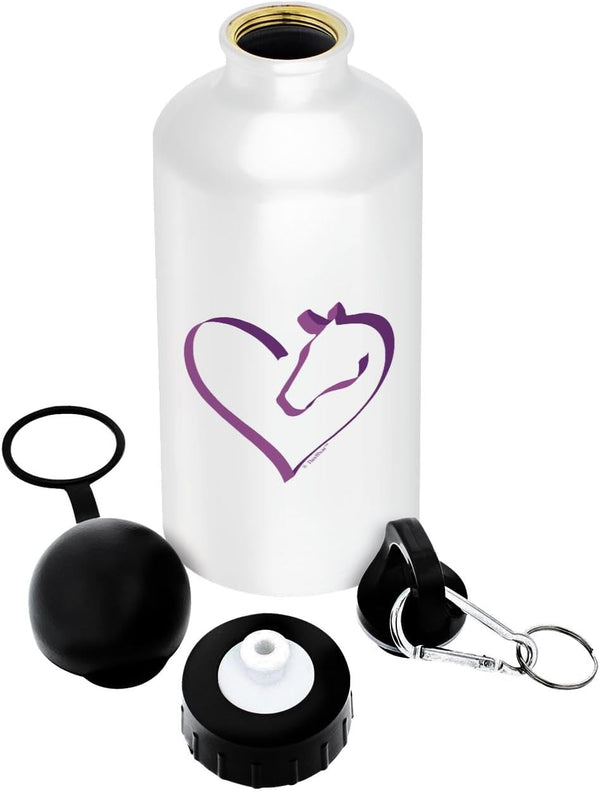 Horse Lovers Gifts Aluminum Water Bottle with Cap & Sport Top, White - Equestrian Horse Heart Gifts