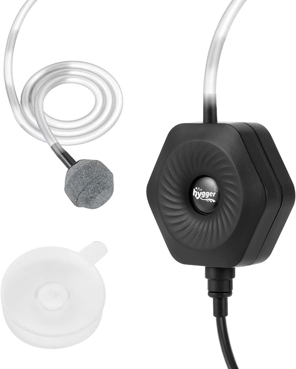 hygger Quiet Mini Aquarium Air Pump - Betta Fish Tank Bubbler with Air Stone Tubing for 0.5-15 Gal Fish Bowl