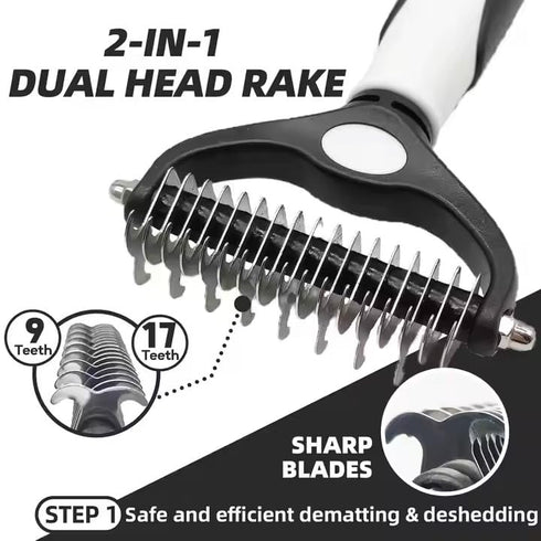PetRivia 6-in-1 Dog Grooming Kit for Dogs at Home, Pet Grooming Kit with Slicker Brush, Dematting Tool, Stainless Steel