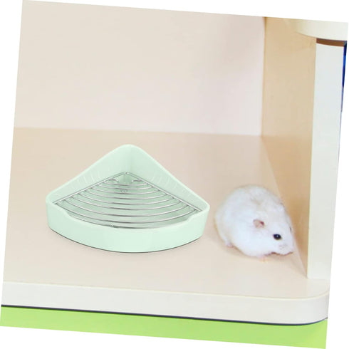 JUMPLAWN Chinchillas Triangle Ceramic Rabbit Litter Box Non-Slip Mat Portable Bunny Toilet for Guinea Pigs and Small