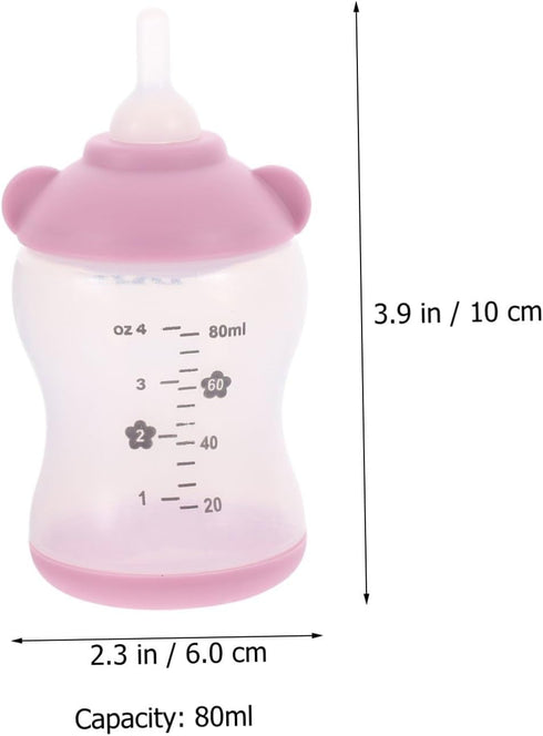 Set 2.7Oz POPETPOP Pet Nursing Bottle with Measurement Scale Soft Silicone Nipples and Cleaning Brush for Puppy Kitten