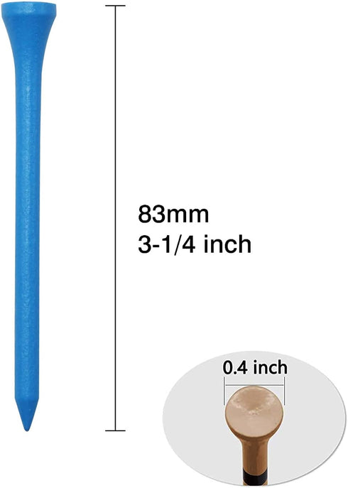 Golf Tees Durable Bamboo Tees - 100Pcs or 120Pcs 3-1/4" Biodegradable Material to Reduce Friction and Side Spin
