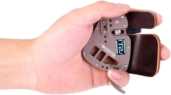 BICASTER Archery Finger Tab - Left Handed Genuine Leather + Aluminum Plate Adjustable