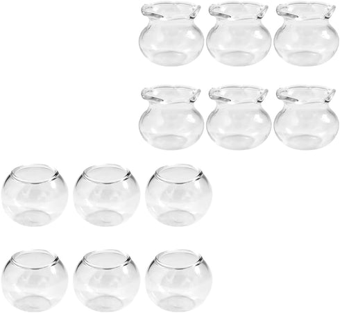 12 Pcs Miniature Glass Fish Bowls | Simulated Mini Fish Tank for Desktop Office Accessories