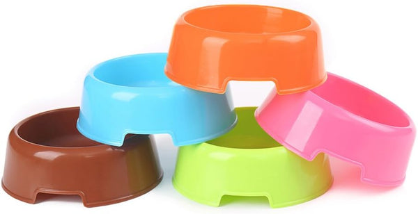 5Pcs/Set Plastic Candy Color Pet Food Water Bowl, Random Color for Cat Dog Puppy Rabbit