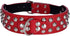 Studded Dog Collar, 2" Leather Spiked Collar for Medium Large Dogs, Red-2 (M: 17-20 inch) Pit Bull Mastiff Bully Boxer