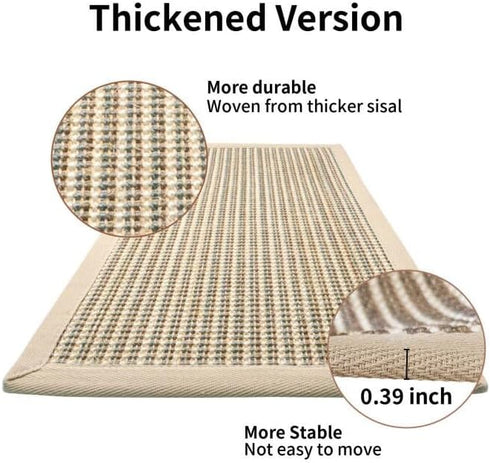 FUKUMARU Cat Scratcher Mat, 23.6 X 15.7 Inch Natural Sisal, Horizontal Cat Floor Scratching Pad (Cream - Thicken)