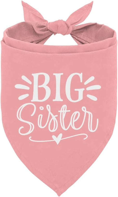 ZPPRJF Big Sister Dog Bandana, Pink Pet Dog Scarf Accessories, Pet Triangle Scarf