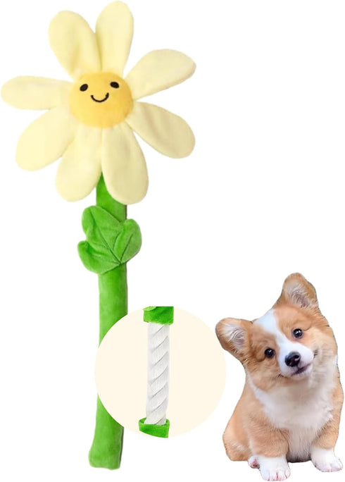 Interactive Dog Plush Toys, Crinkle Flower Rope Toy, Puppy Chew Toys for Teething, Cute Gift for Small and Medium Dogs