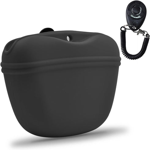 AUDWUD Silicone Dog Treat Pouch - Portable Training Container with Dog Training Clicker and Magnetic Buckle