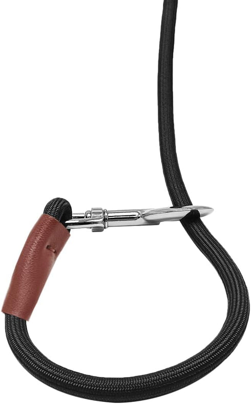 Tie Out Rope Dog Leash, Heavy Duty Nylon Check Cord for Medium Large Dogs, Indoor/Outdoor, Black, 3/8" x 10ft