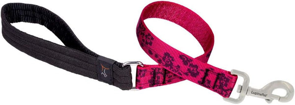 LupinePet Originals Traffic Lead/Leash for Medium and Larger Dogs, 2-foot, 1" Plum Blossom