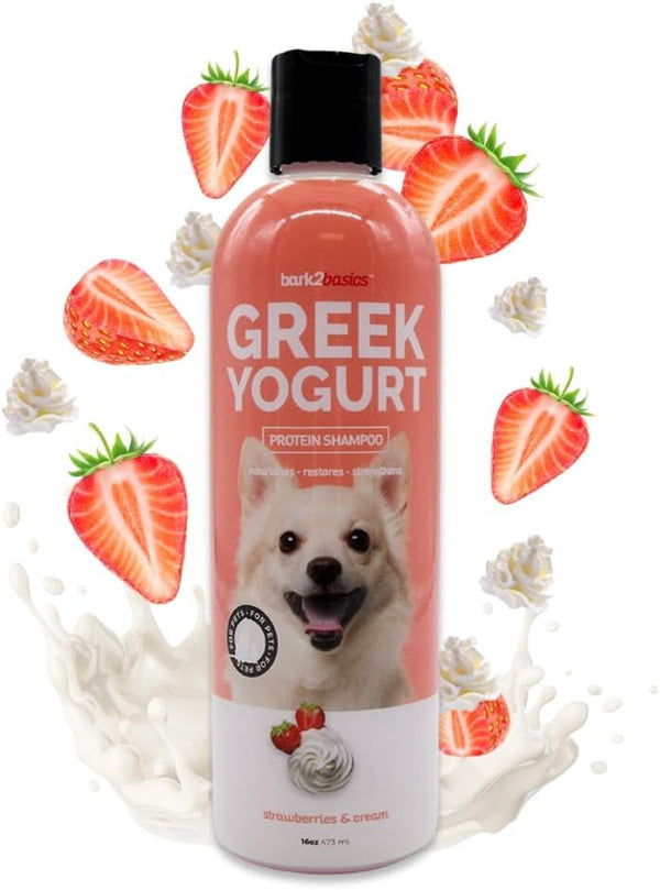 Bark2Basics Strawberries & Cream Greek Yogurt Protein Rich Dog Shampoo, 16 oz