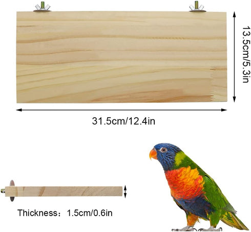 Large Wood Perch Platform Stand Shelf for Birds - Budgie, Parakeet, Cockatiel, Conure, Cockatoo, Macaw