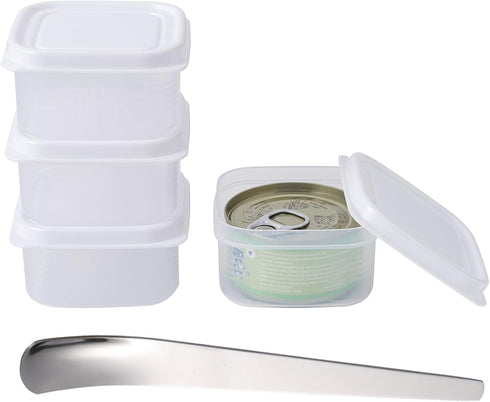 4Pack Canned Cat Food Storage Container for 3oz Cat Cans, Transparent Plastic