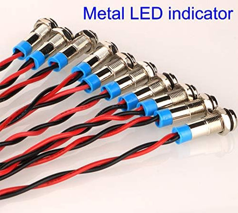 Gebildet 10pcs 6mm 1/4" 12-24V AC/DC LED Metal Indicator Light Waterproof Signal Lamp Pilot Dash Directional Car Truck