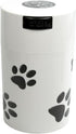 Pawvac 6 Ounce Vacuum Sealed Pet Food Storage Container, White Cap & Body/Black Paws