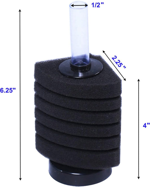 AQUANEAT Sponge Filter for Fry, Betta, Shrimp, Nano Fish Tank with Airline Tubing, Air Pump Valves, Suction Cups (Up to