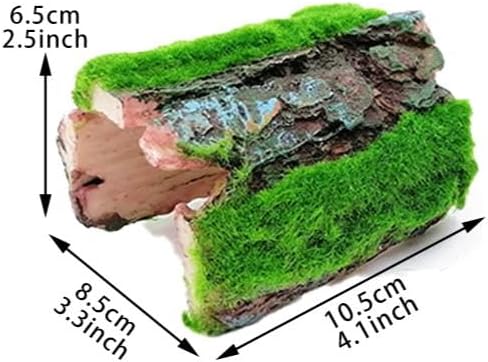 Aquarium Decor,Fish Tank Cave & Branch with Moss, Axolotl Tank Accessories,Resin Fish Tank Hideout,Aquarium Caves for Frog, Hermit Crab, Turtle, Gecko, Snake, Ball Python to Play& Rest 2PC