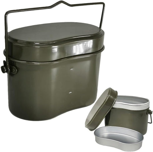 Generic Set 500ML+1250ML Outdoor Camping Cooking Pot Double Layer Food Storage Container Aluminum Saucepan With Scale