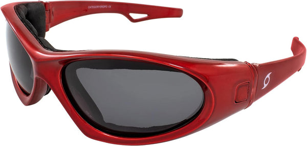 Hurricane Eyewear Category-5 Jet Ski Water-Sport Goggles - Red Floating Sunglasses with Polarized Smoke Lens