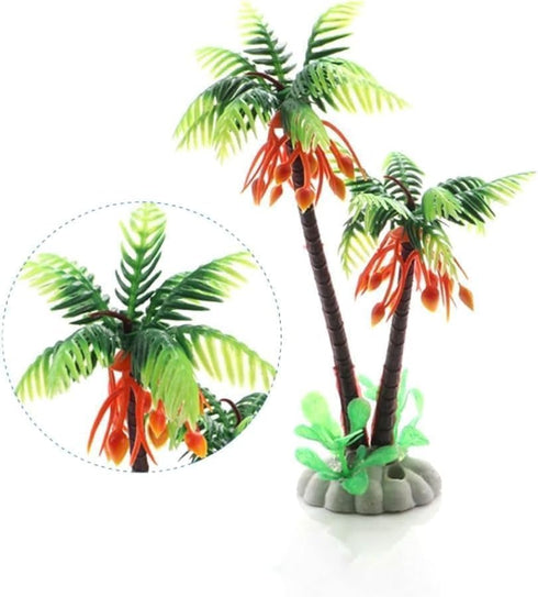 Vugyue 1Pc Mini Coconut Palm Tree, Artificial Aquarium Plants, Aquatic Water Weeds, Aquarium Decoration, Fish Tank
