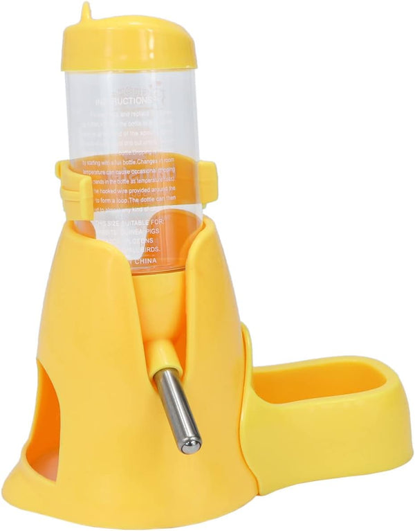 Litewoo Hamster Water Bottle with Food Container Base, No Drip Drinking Dispenser for Dwarf Hamster, Yellow