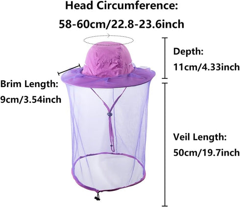 Mosquito Netting Bee Keeper Hat, Garden Bug Face Cover Head Net Veil for Fishing, Dog Grooming Cap